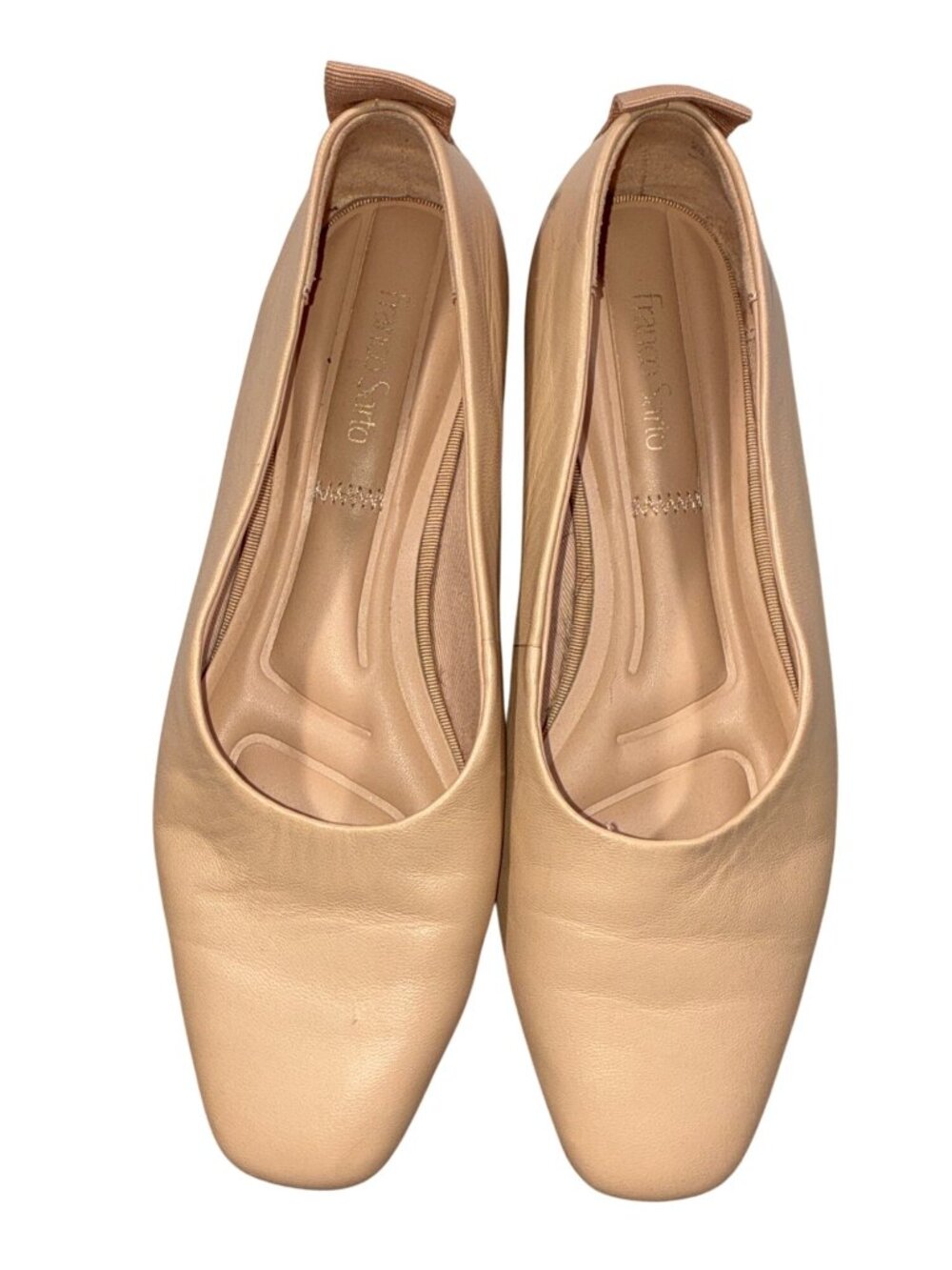 Franco Sarto Vana Nude Leather Ballet Flats Size 6 Square Toe Slip-On cushioned